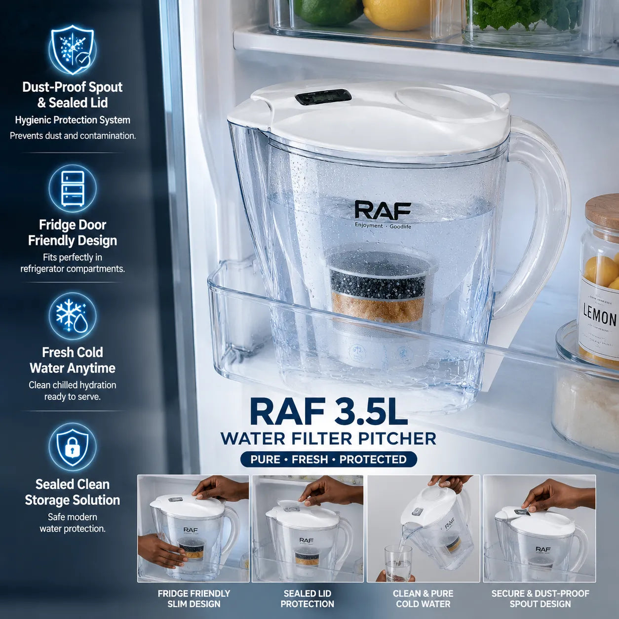 RAF 3.5L Water Filter Pitcher – Premium Multilayer Purification