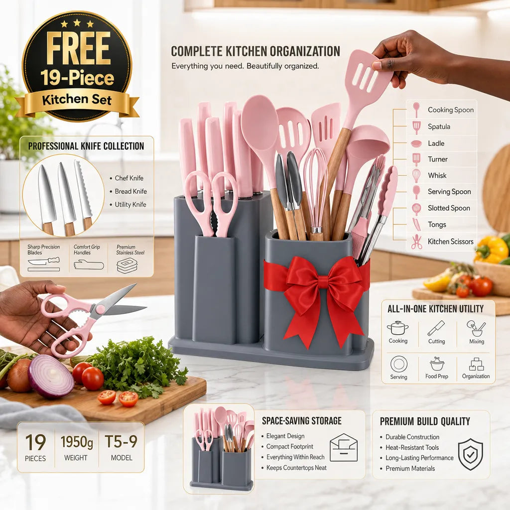 31-Piece Ultimate Kitchen Essentials Bundle: Lefon Cookware Set + Free 19-Piece Utensil Gift