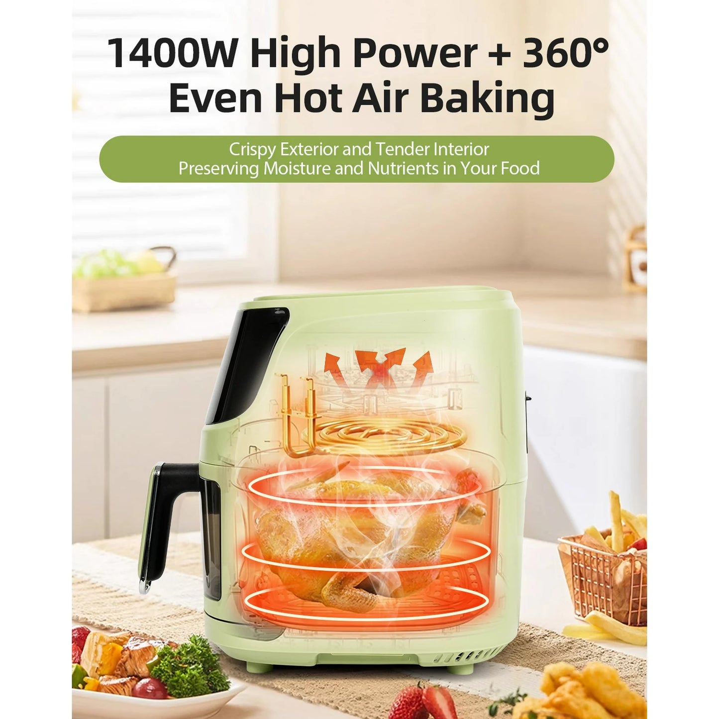 Silver Crest 8L Air Fryer - 360° Heating Touch Screen