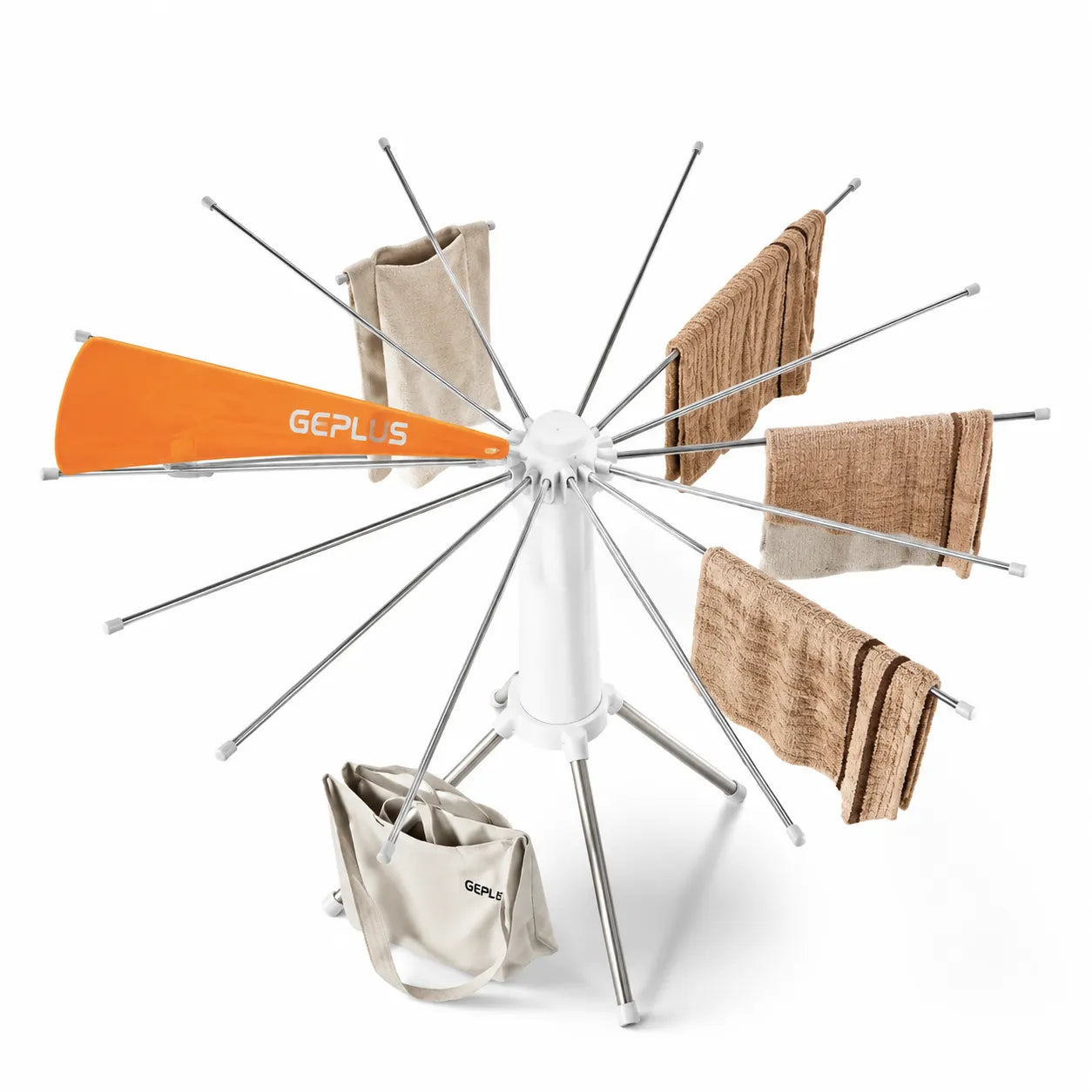 360° Rotating Umbrella Clothes Drying Rack | Space-Saving Folding Vertical Airer