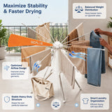 360° Rotating Umbrella Clothes Drying Rack | Space-Saving Folding Vertical Airer