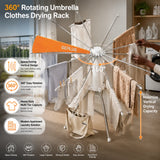 360° Rotating Umbrella Clothes Drying Rack | Space-Saving Folding Vertical Airer