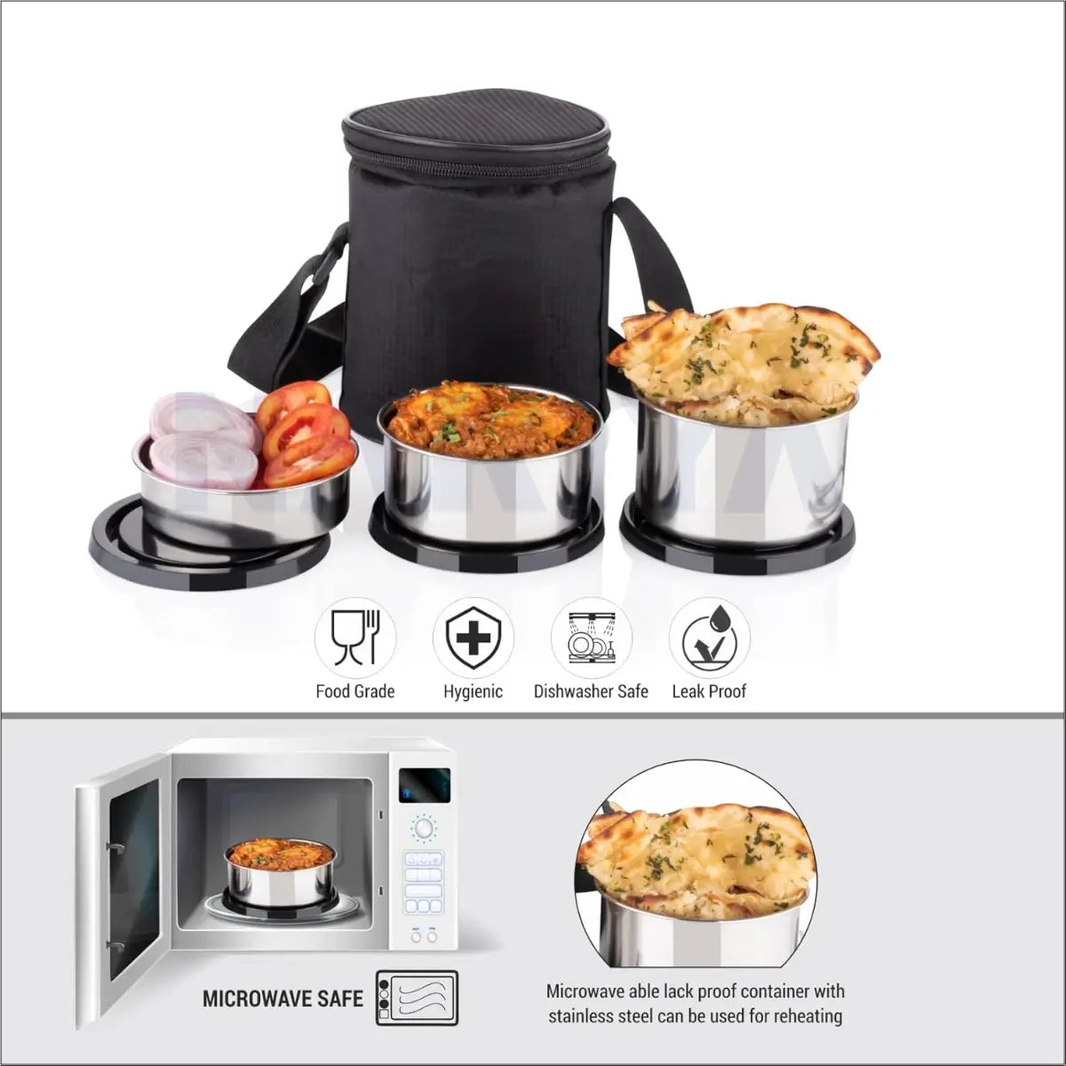 3-in-1 Stainless Steel Insulated Lunch Box – 8L Thermal Food Container with Handle & Leak-Proof Lid | Ideal for Hot Meals, Soups, Curries & Outdoor Use