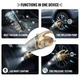 Advanced 4-In-1 Car Vacuum Cleaner Designed for Powerful Cleaning, Tire Inflation, Night Lighting, and Tire Pressure Testing 🔧🚘