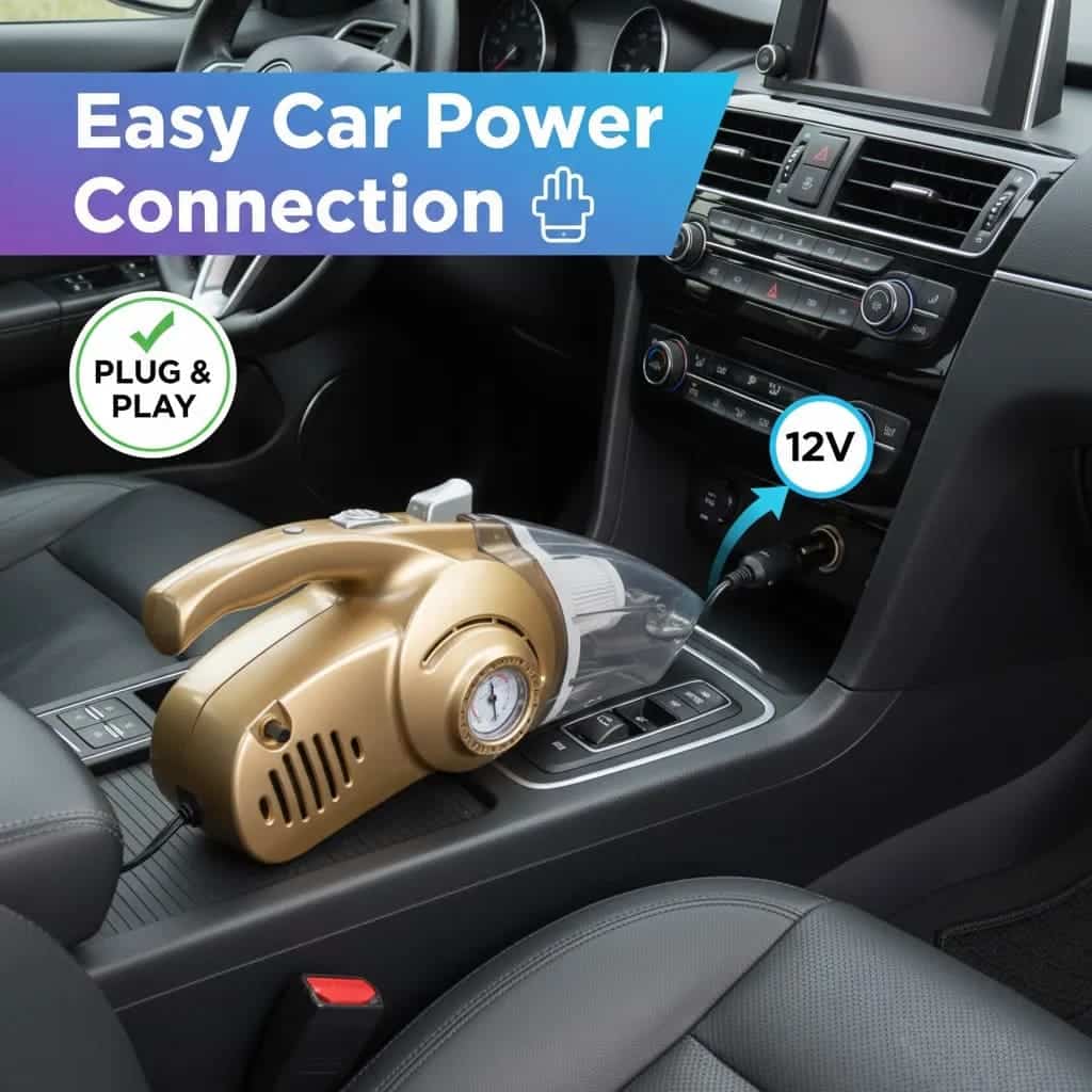 Advanced 4-In-1 Car Vacuum Cleaner Designed for Powerful Cleaning, Tire Inflation, Night Lighting, and Tire Pressure Testing 🔧🚘