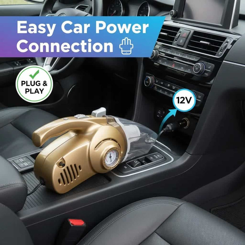 Advanced 4-In-1 Car Vacuum Cleaner Designed for Powerful Cleaning, Tire Inflation, Night Lighting, and Tire Pressure Testing 🔧🚘