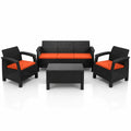 Luxury 4-Piece Wicker Patio Set: 3-Seater Sofa & Garden Lounge
