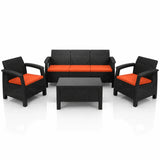 Luxury 4-Piece Wicker Patio Set: 3-Seater Sofa & Garden Lounge