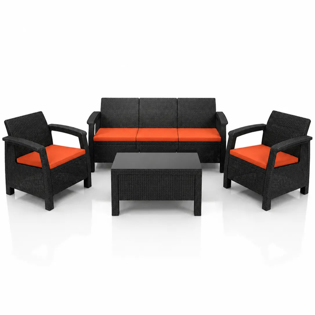 Luxury 4-Piece Wicker Patio Set: 3-Seater Sofa & Garden Lounge