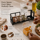 4-Piece Transparent Acrylic Spice Box Set with Metal Stand