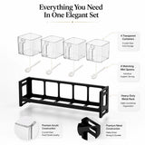 4-Piece Transparent Acrylic Spice Box Set with Metal Stand