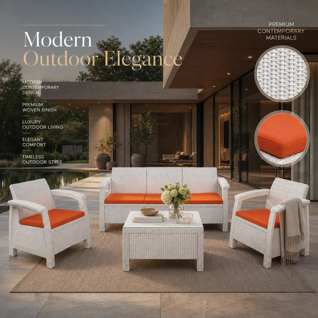 Luxury 4-Piece Wicker Patio Set: 3-Seater Sofa & Garden Lounge