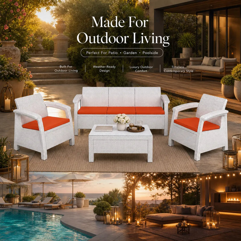 Luxury 4-Piece Wicker Patio Set: 3-Seater Sofa & Garden Lounge