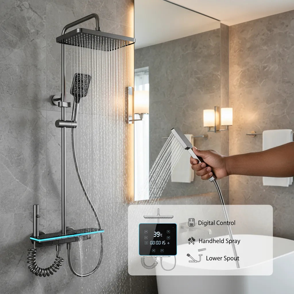 🛁 The Luxury Concealed Shower System – Smart Digital Display & 3-Function Outlets for Ultimate Comfort 🚿💦
