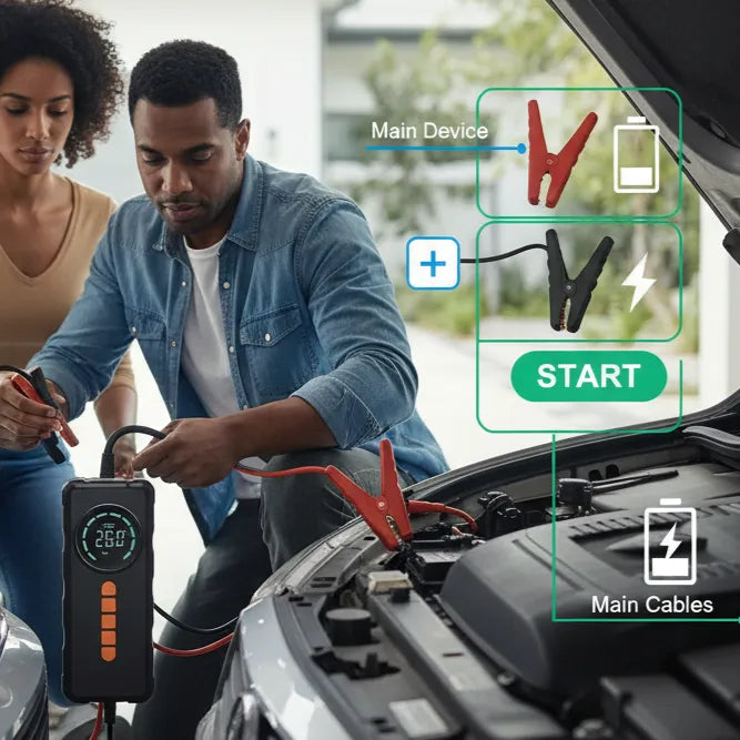 💥 4-in-1 Ultimate Car Emergency Lifesaver – Power, Air & Safety Anywhere🚗⚡