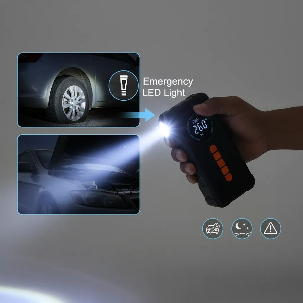 💥 4-in-1 Ultimate Car Emergency Lifesaver – Power, Air & Safety Anywhere🚗⚡
