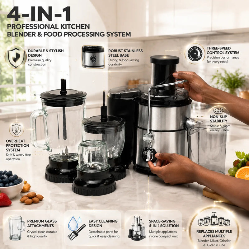 Minmax 4-in-1 Electric Blender – Juice Extractor, Grinder & Chopper