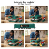 48 Egg Fully Automatic Incubator – Smart Digital Egg Hatcher with Auto Turning, Temperature Control & Dual Power (220V/12V)