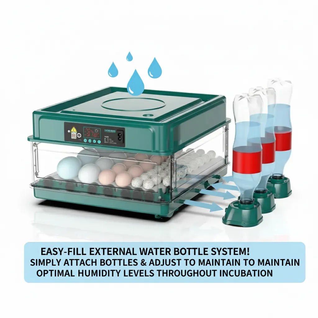 48 Egg Fully Automatic Incubator – Smart Digital Egg Hatcher with Auto Turning, Temperature Control & Dual Power (220V/12V)