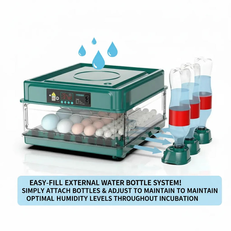 48 Egg Fully Automatic Incubator – Smart Digital Egg Hatcher with Auto Turning, Temperature Control & Dual Power (220V/12V)