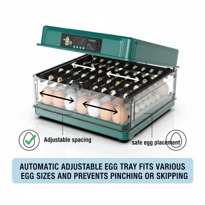 48 Egg Fully Automatic Incubator – Smart Digital Egg Hatcher with Auto Turning, Temperature Control & Dual Power (220V/12V)