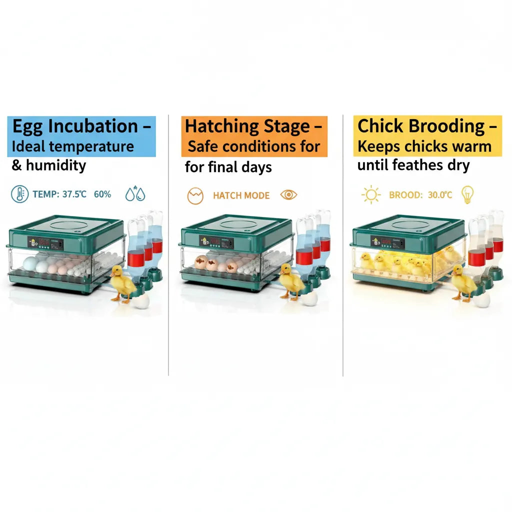 48 Egg Fully Automatic Incubator – Smart Digital Egg Hatcher with Auto Turning, Temperature Control & Dual Power (220V/12V)