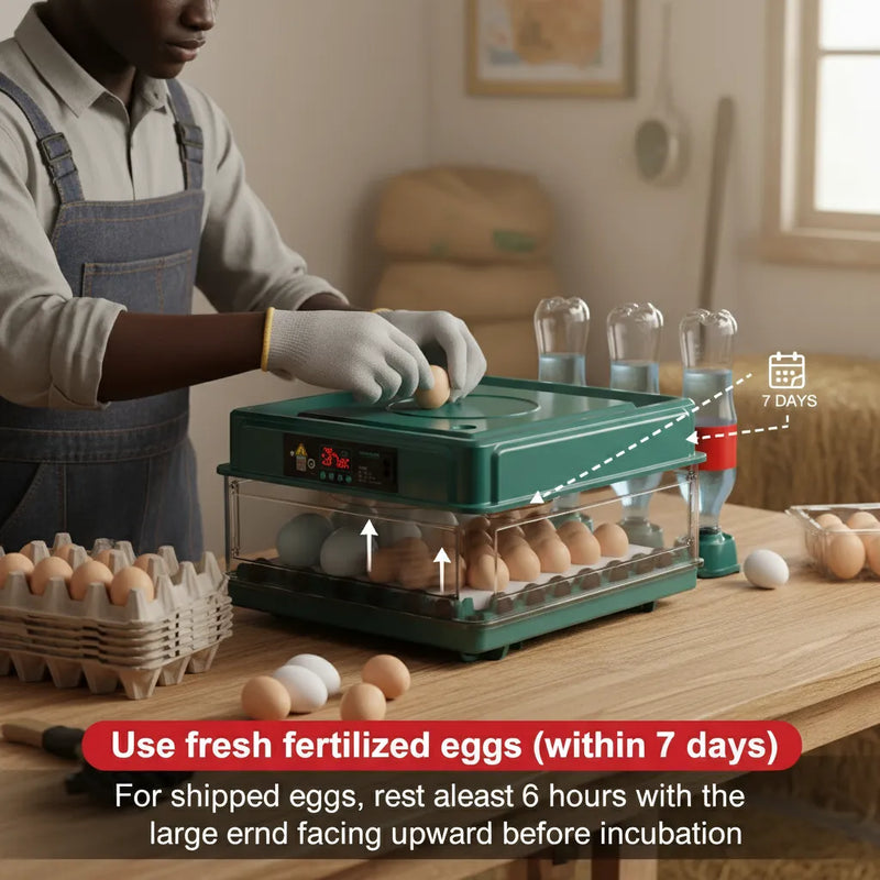 48 Egg Fully Automatic Incubator – Smart Digital Egg Hatcher with Auto Turning, Temperature Control & Dual Power (220V/12V)