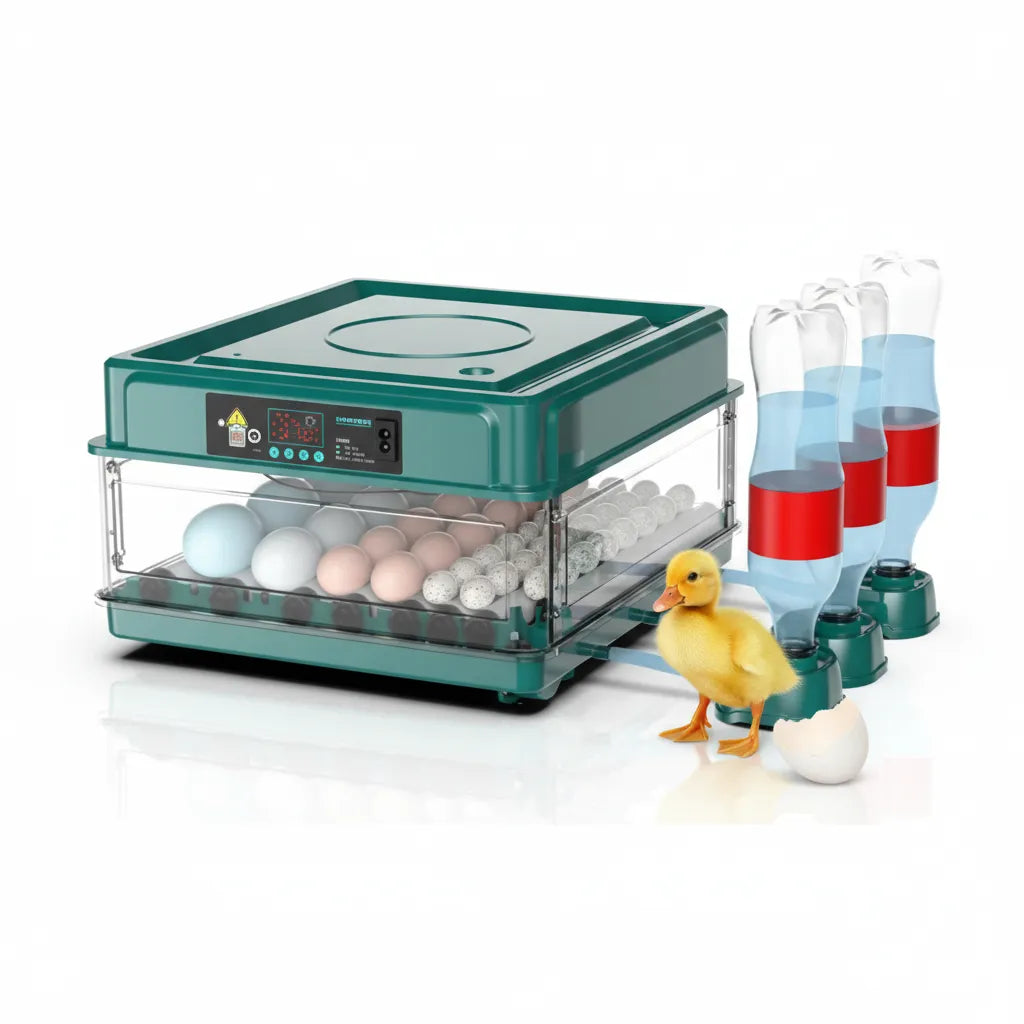 48 Egg Fully Automatic Incubator – Smart Digital Egg Hatcher with Auto Turning, Temperature Control & Dual Power (220V/12V)