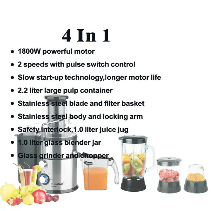 Minmax 4-in-1 Electric Blender – Juice Extractor, Grinder & Chopper