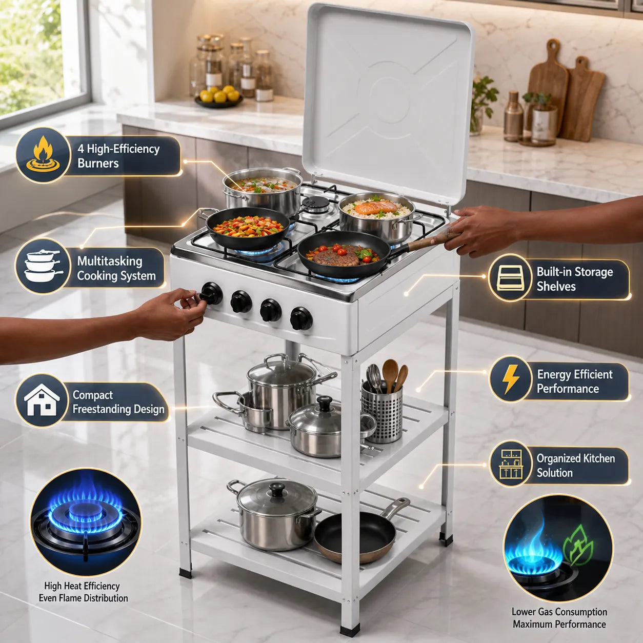 Starlux 4 Burner Gas Cooker – Compact Power for Every Kitchen