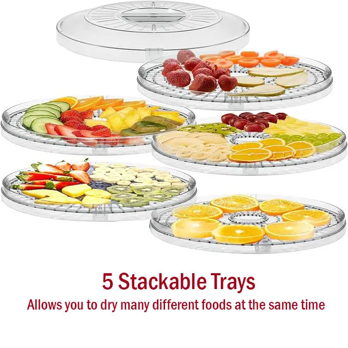 Premium 5-Layer Electric Food Dehydrator – Adjustable Temperature for Healthy Snacks & Long-Lasting Freshness✅