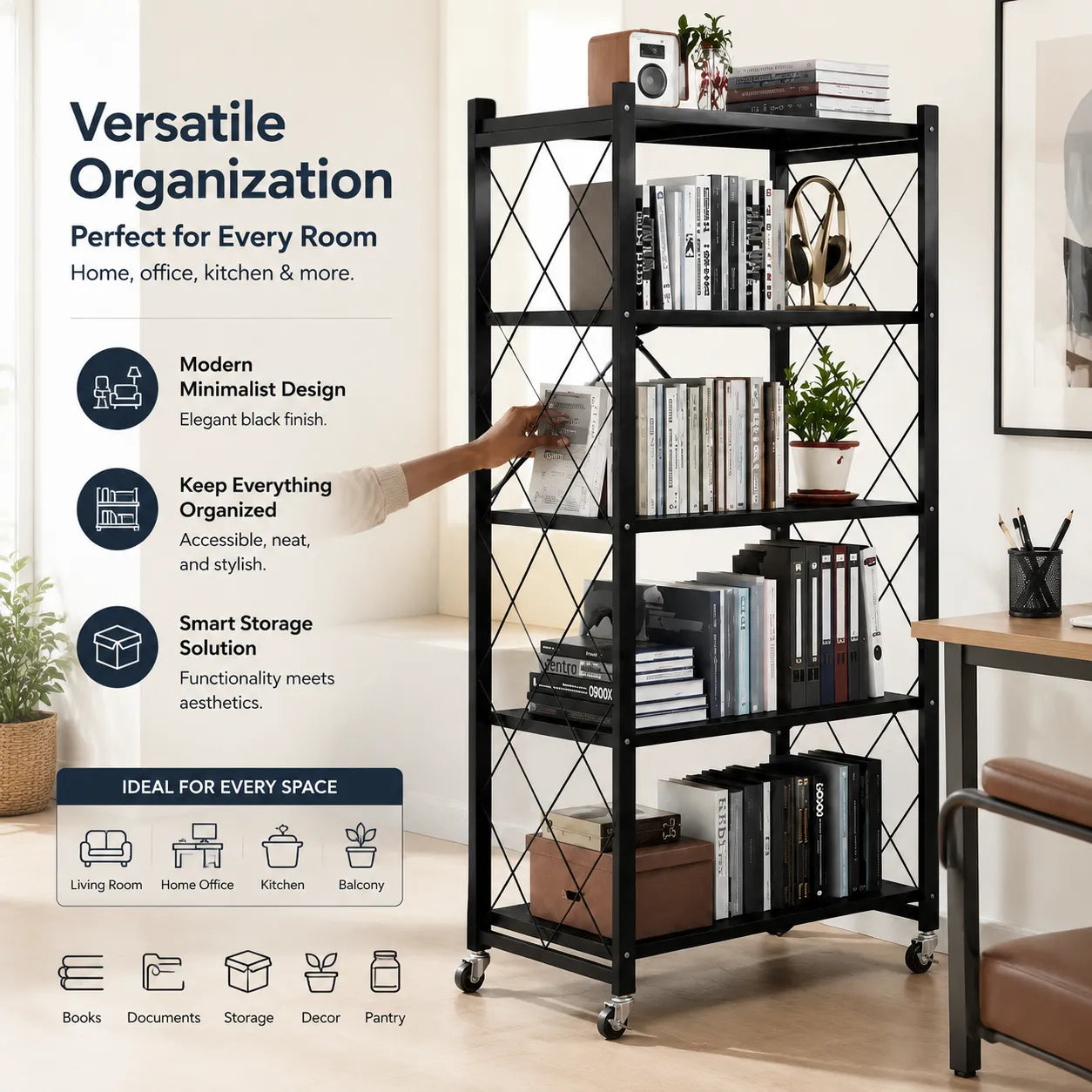 Ultimate 5-Tier Foldable Storage Rack – Heavy-Duty & Space-Saving Organizer
