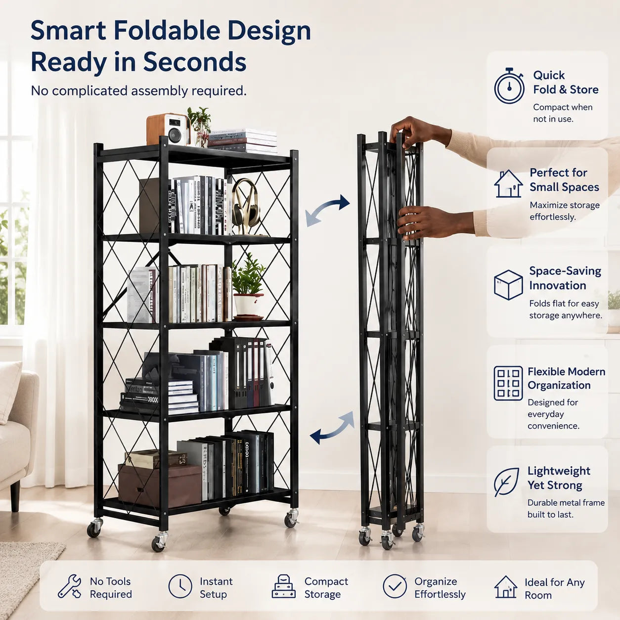Ultimate 5-Tier Foldable Storage Rack – Heavy-Duty & Space-Saving Organizer