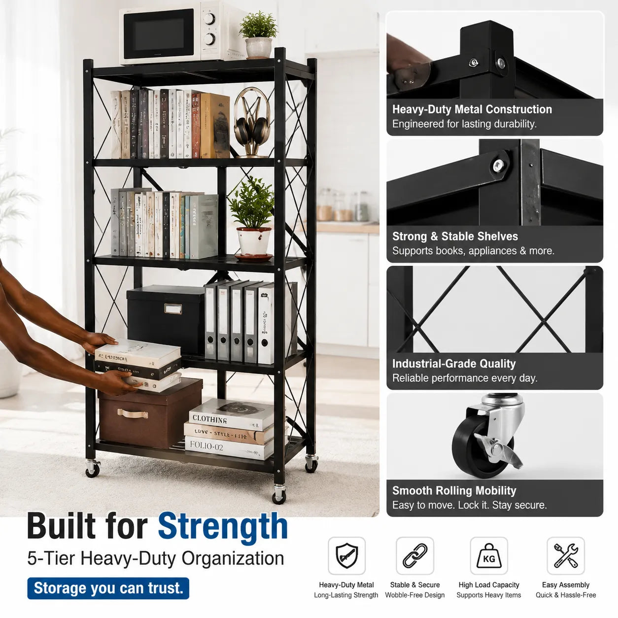 Ultimate 5-Tier Foldable Storage Rack – Heavy-Duty & Space-Saving Organizer