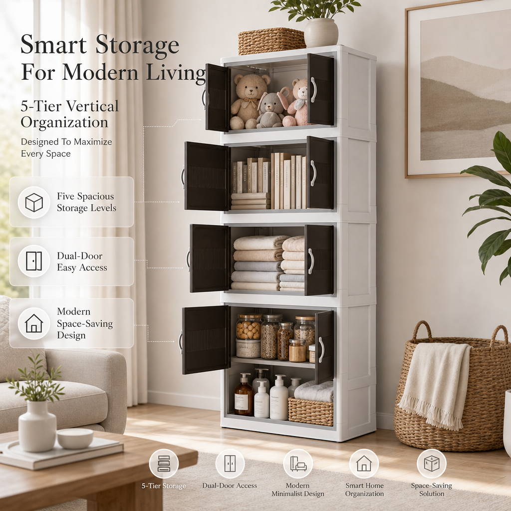Maximize Your Space: Khattab PLAST 5-Tier Vertical Storage Cabinet