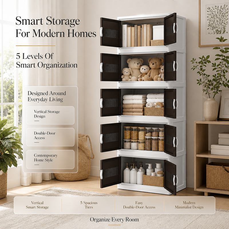 Maximize Your Space: Khattab PLAST 5-Tier Vertical Storage Cabinet