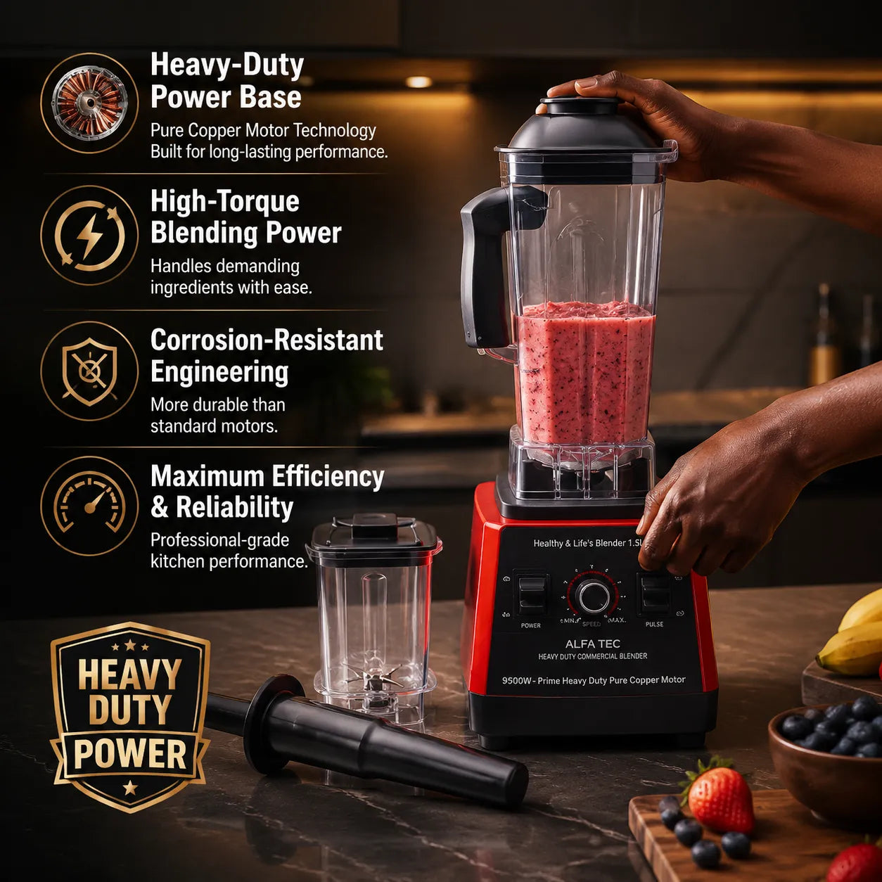 Alfa Tec Multi-Purpose Blender 2.5 L - 5000W - 9 Speeds
