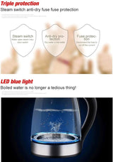 2.0L Electric Glass Kettle – 2000W | Fast Boil | LED Light | Auto Shut-Off |