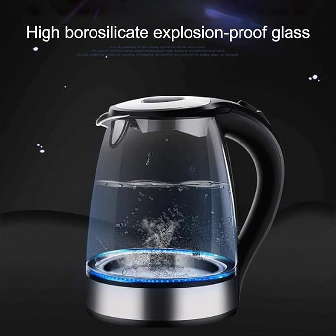 2.0L Electric Glass Kettle – 2000W | Fast Boil | LED Light | Auto Shut-Off |