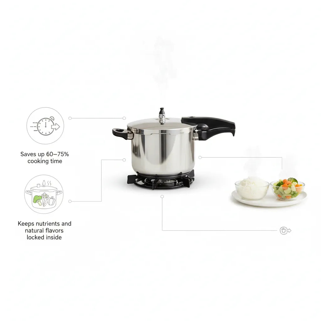 Family-Size 6L Stainless Steel Pressure Cooker for Efficient Home Cooking