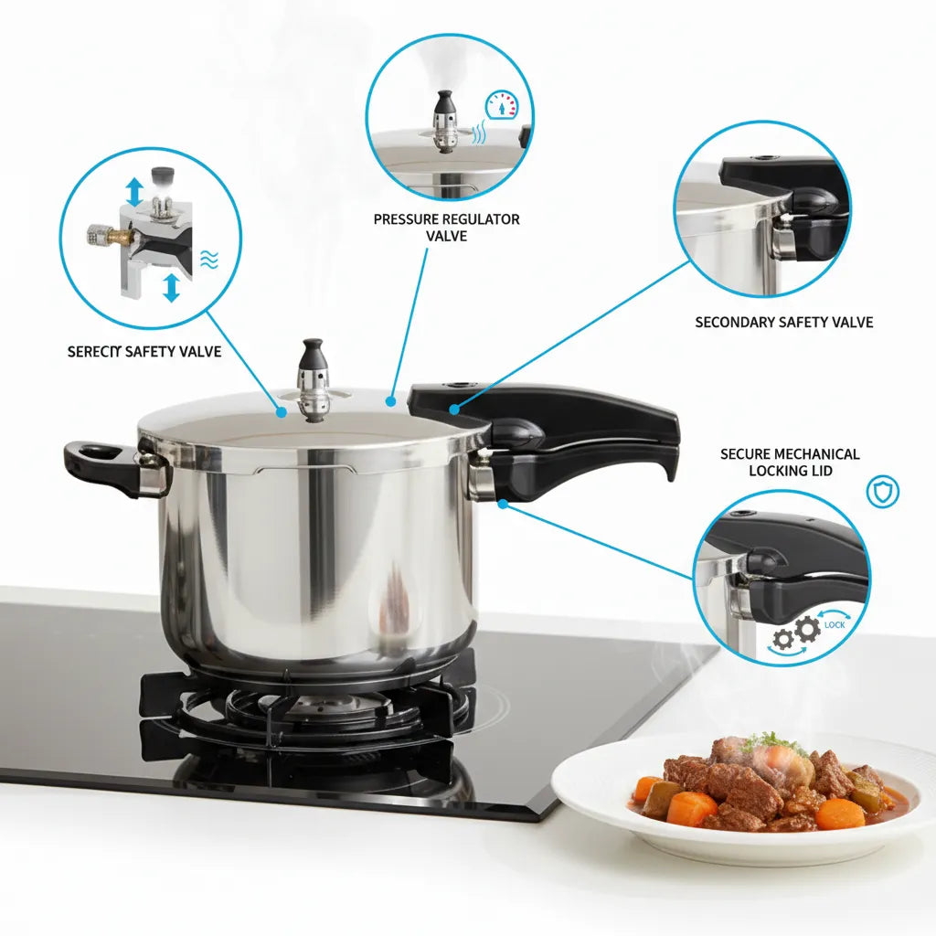 Family-Size 6L Stainless Steel Pressure Cooker for Efficient Home Cooking