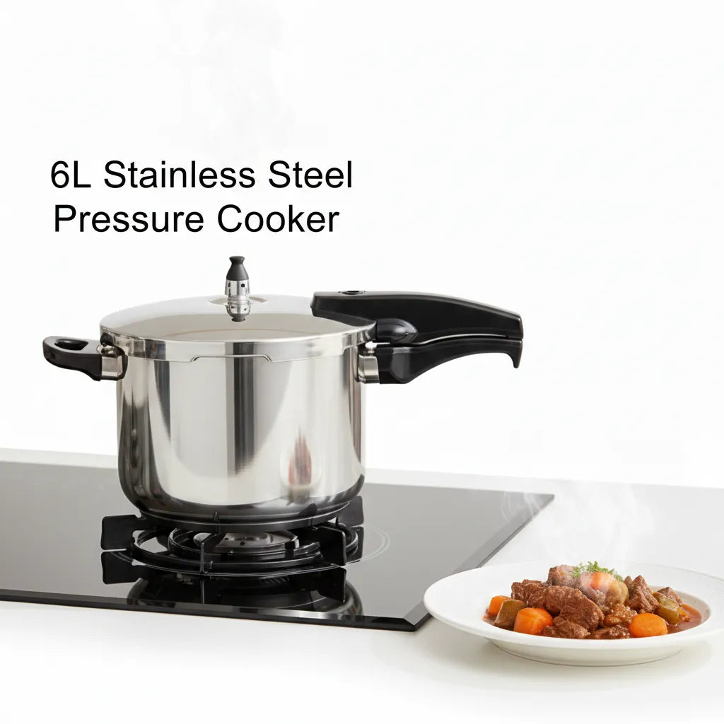 Family-Size 6L Stainless Steel Pressure Cooker for Efficient Home Cooking
