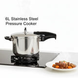 Family-Size 6L Stainless Steel Pressure Cooker for Efficient Home Cooking