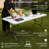 6ft Folding Picnic Table – Portable Heavy-Duty Indoor & Outdoor Foldable Table