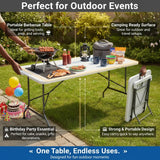 6ft Folding Picnic Table – Portable Heavy-Duty Indoor & Outdoor Foldable Table