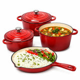 7-Piece Premium Enamel Cast Iron Cookware Set – Non-Stick & Induction Ready