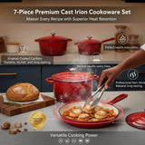 7-Piece Premium Enamel Cast Iron Cookware Set – Non-Stick & Induction Ready