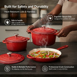 7-Piece Premium Enamel Cast Iron Cookware Set – Non-Stick & Induction Ready