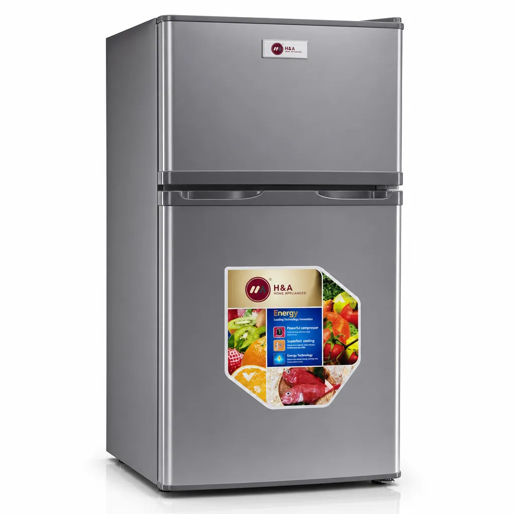 H&A 80L Compact Double-Door Refrigerator – Energy-Efficient Fridge for Small Spaces