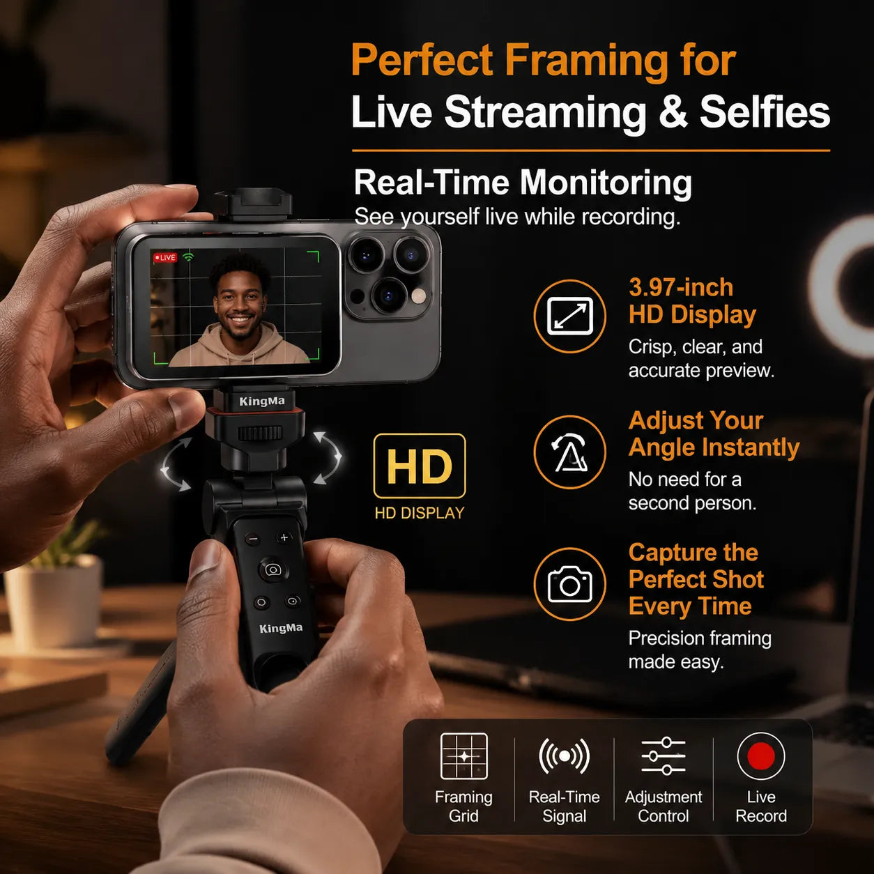 A2 Magnetic Vlog Selfie Screen: Professional Rear Camera Mirror for High-Quality Content